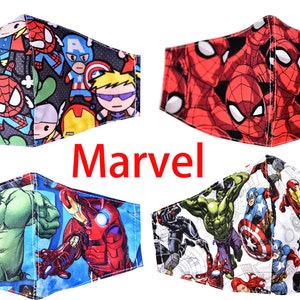 Pack Face Mask with Nose Wire，Marvel Avengers mask,child /Adult mask,Face Mask /Adjustable Nose ear/Kids Super Hero Mask