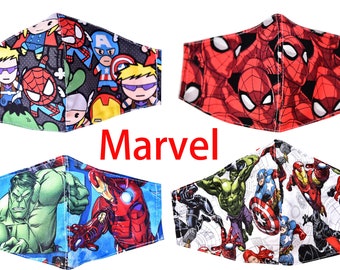 Pack Face Mask with Nose Wire，Marvel Avengers mask,child /Adult mask,Face Mask /Adjustable Nose ear/Kids Super Hero Mask