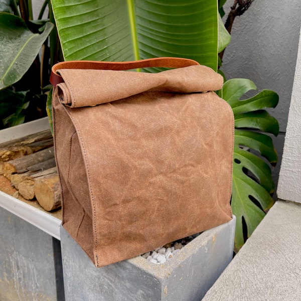 Leather Lunch Bag Etsy