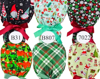 Christmas scrub cap women, Unisex Scrub Caps, Ponytail Friendly Scrub Caps, Thanksgiving Surgical Hats, Scrub Caps for All
