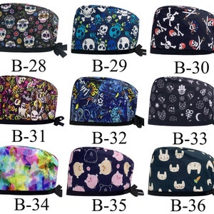 Gorro de quirófano con calaveras de azúcar - Gorro de quirófano del Día de los Muertos
