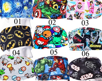 Graduation doctor  Gift Surgical cap，Marvel Avengers Unisex  Scrub Cap, Avengers Scrub Hat, Hulk Scrub Cap, adjustable Ponytail Scrub Cap