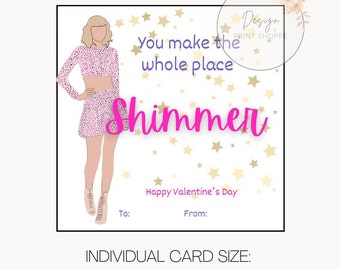 Imprimable carte de Saint-Valentin Swift Shimmer, faire scintiller tout l'endroit, classe Saint-Valentin, Saint-Valentin scintillant, carte de Saint-Valentin T Swift
