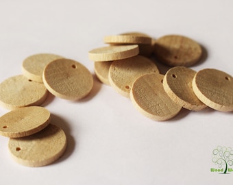 10 Natural Wood Discs 0.8", Wooden Discs Natural, Wooden Coins, Natural Wood Circle, Wooden Discs Unfinished