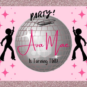 Invitation numérique personnalisable sur le thème disco de fête d'anniversaire