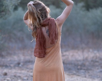 Hemp And Organic Cotton Dress / Open Back Tank Dress / Boho Maxi Dress / Sleeveless Dress / Natural Clothing Clothing