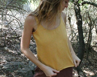 Earthy Hemp Crop Top / Mustard Tank Top / Eco Friendly Cropped Tank Top