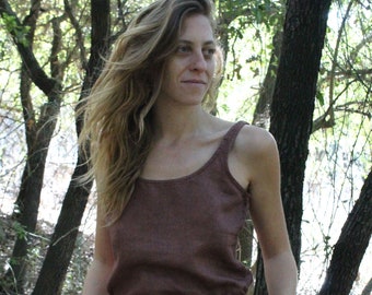 Organic Hemp Tank Top / Solids Tank / Brown Plant Dyes / Eco Friendly Clothing