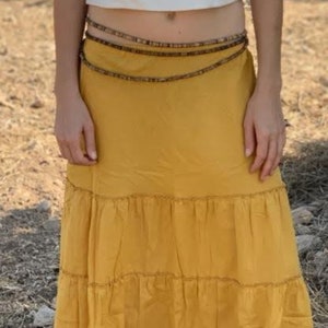 Flutter Skirt in mustered, Boho Skirt Maxi, Earthy Natural Clothing image 2