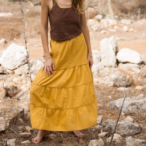 Flutter Skirt in mustered, Boho Skirt Maxi, Earthy Natural Clothing image 4