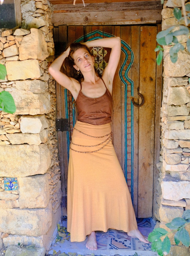 Long Jersey Skirts/High Waisted Skirts/Hemp and Organic Cotton Skirt/Peach Maxi Skirt/Handmade/ Long Jersey Skirts Sustainable Materials image 3