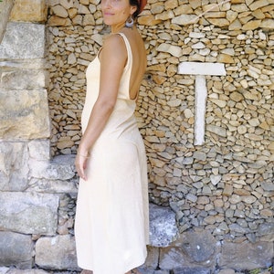 Hemp And Organic Cotton Dress /Cream Color Open Back Tank Dress / Boho Maxi Dress / Sleeveless Dress image 4