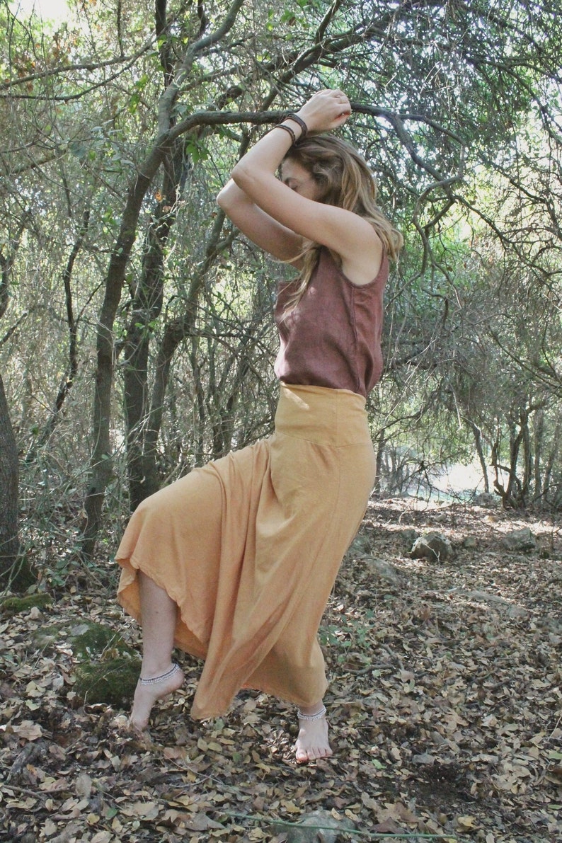 Long Jersey Skirts/High Waisted Skirts/Hemp and Organic Cotton Skirt/Peach Maxi Skirt/Handmade/ Long Jersey Skirts Sustainable Materials image 5