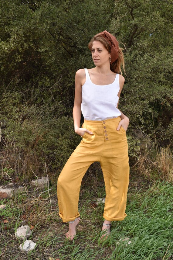 Pantalon moutarde femme hotsell