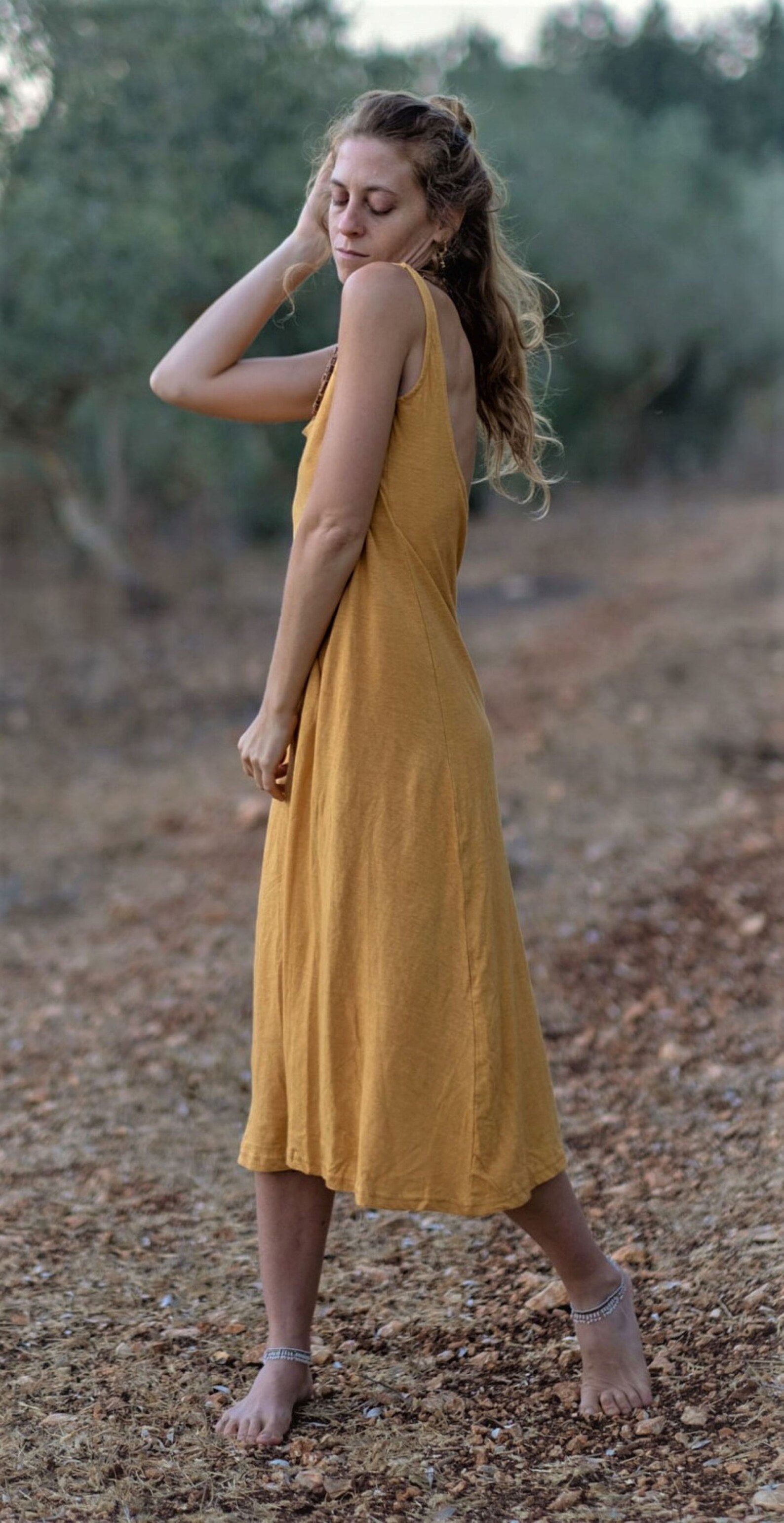 Sleeveless Open Back Dress / Mustard Tank Dress / Boho Maxi Etsy