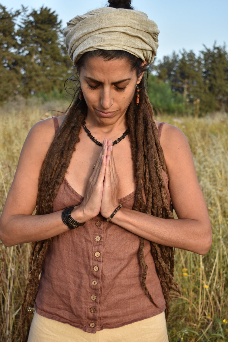 White Tank Top, Women Tank Top, Backless Top, Open Back Blouse, Hemp Women Top, Crop Top With Button Front image 5