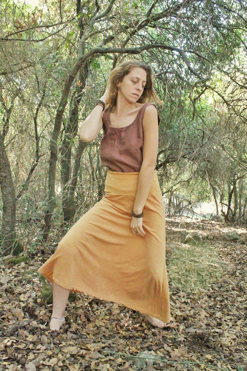 Long Jersey Skirts/High Waisted Skirts/Hemp and Organic Cotton Skirt/Peach Maxi Skirt/Handmade/ Long Jersey Skirts Sustainable Materials image 7