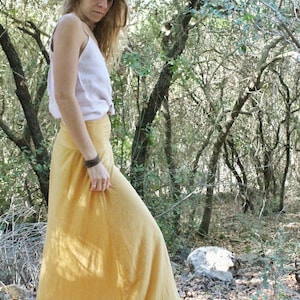 Long Jersey Mustard Skirts/Hemp and Organic Cotton Skirt/ Sustainable Textile image 4