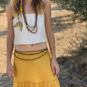 Flutter Skirt in mustered, Boho Skirt Maxi, Earthy Natural Clothing image 8