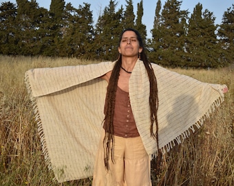 Earthy Raw Silk Shawl - Raw Silk Wrap Shawl/ Scarf, Gift for her/him Christmas