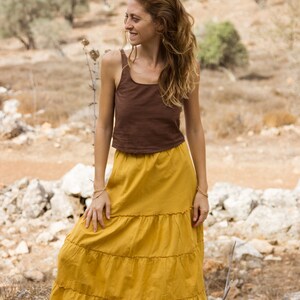 Flutter Skirt in mustered, Boho Skirt Maxi, Earthy Natural Clothing image 7