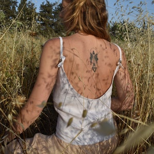 White Tank Top, Women Tank Top, Backless Top, Open Back Blouse, Hemp Women Top, Crop Top With Button Front image 2