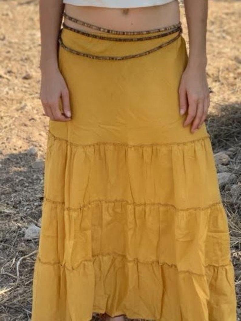 Flutter Skirt in mustered, Boho Skirt Maxi, Earthy Natural Clothing image 2