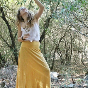 Long Jersey Mustard Skirts/Hemp and Organic Cotton Skirt/ Sustainable Textile image 5