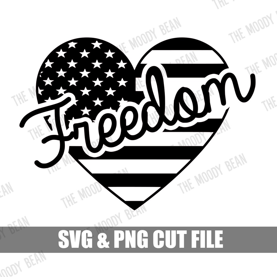 FREEDOM HEART FLAG // Silhouette Cricut Svg Png Cut File // Etsy