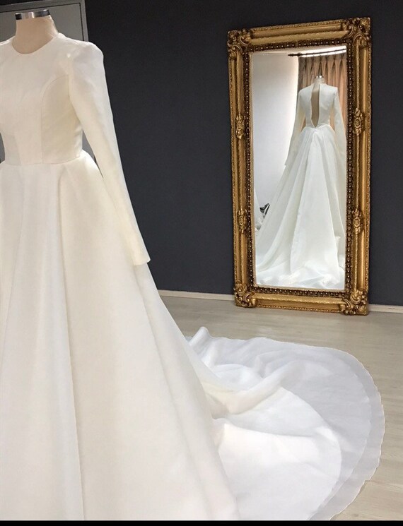 Modest Long Sleeve Wedding Dress Mikado 