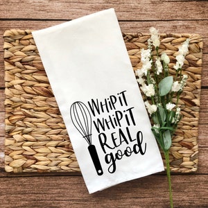 Whip It Real Good Geschirrtuch, lustiges Küchentuch, Heimdekoration für Erwachsene, Küchendekoration, Mehlsack-Geschirrtuch, Einweihungsgeschenk, Sarkasmus-Geschenke