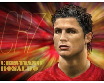 Cristiano Ronaldo poster wall art print and wall decor for any football lover but especially a Manchester United or CR7 fan.