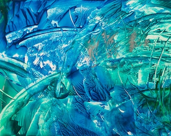 Encaustic 21, original, handmade wax painting, abstract on card