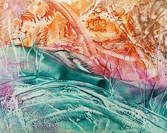 Encaustic 10, original, handmade wax painting, abstract on card