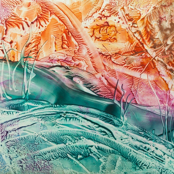 Encaustic 10, original, handmade wax painting, abstract on card
