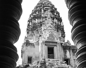Angkor Wat, Siem Reap, Cambodge, photographie de voyage, Temple, Fine Art, photojournalisme, noir et blanc, décoration, Architecture, tour