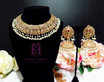 Jadau Jewelry, Hyderabadi Jewelry,Pakistani Jewelry,Nizami Jewelry Set,Jhumka, Tikka Jhoomer Passa,Mughal Jewelry,Rajputana Bridal Jewelry