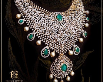 Indian Jewelry Set Silver CZ Diamond Swarovski Bridal | Etsy