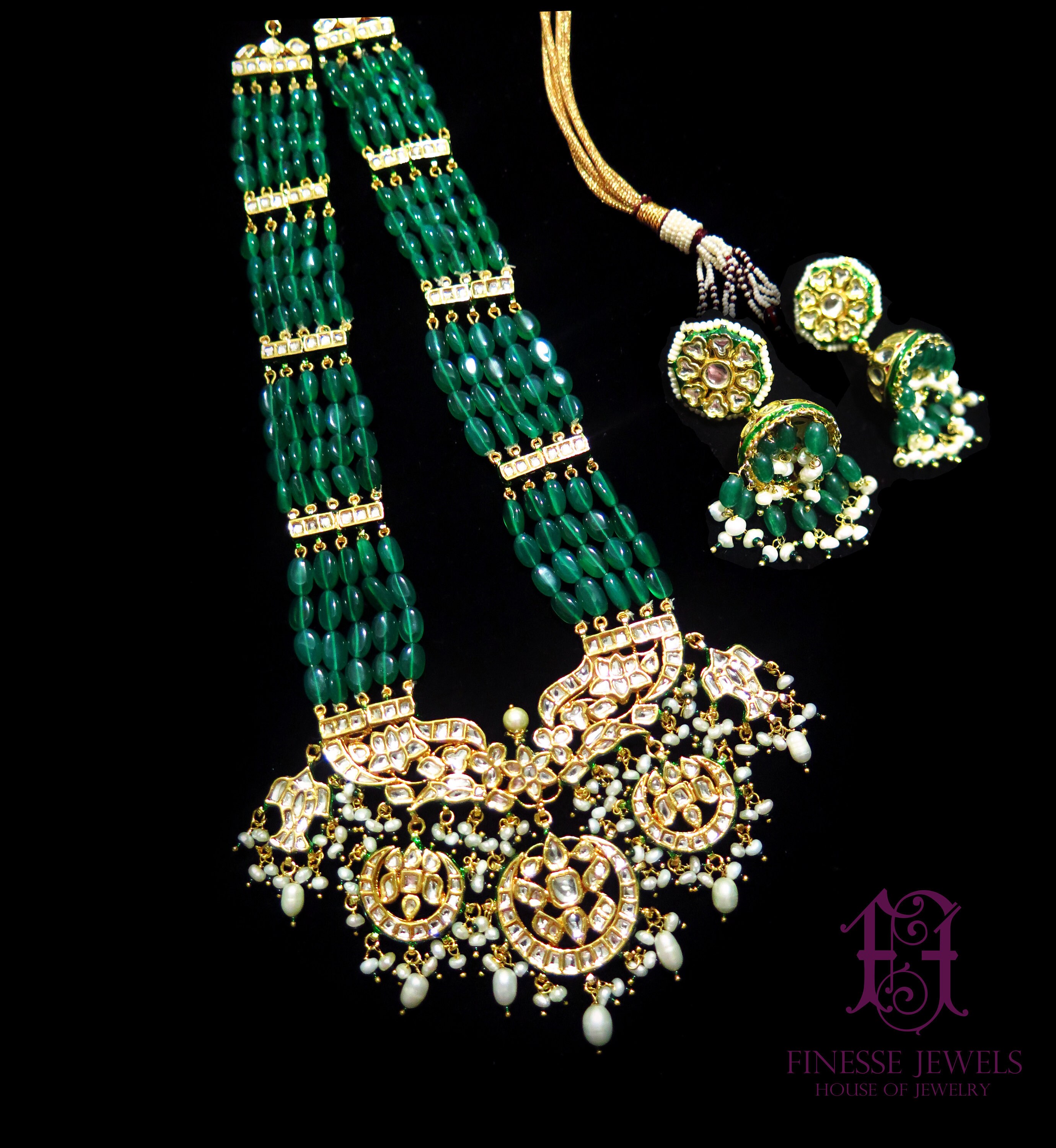 Silver Polki Rani Haar Necklace Set 