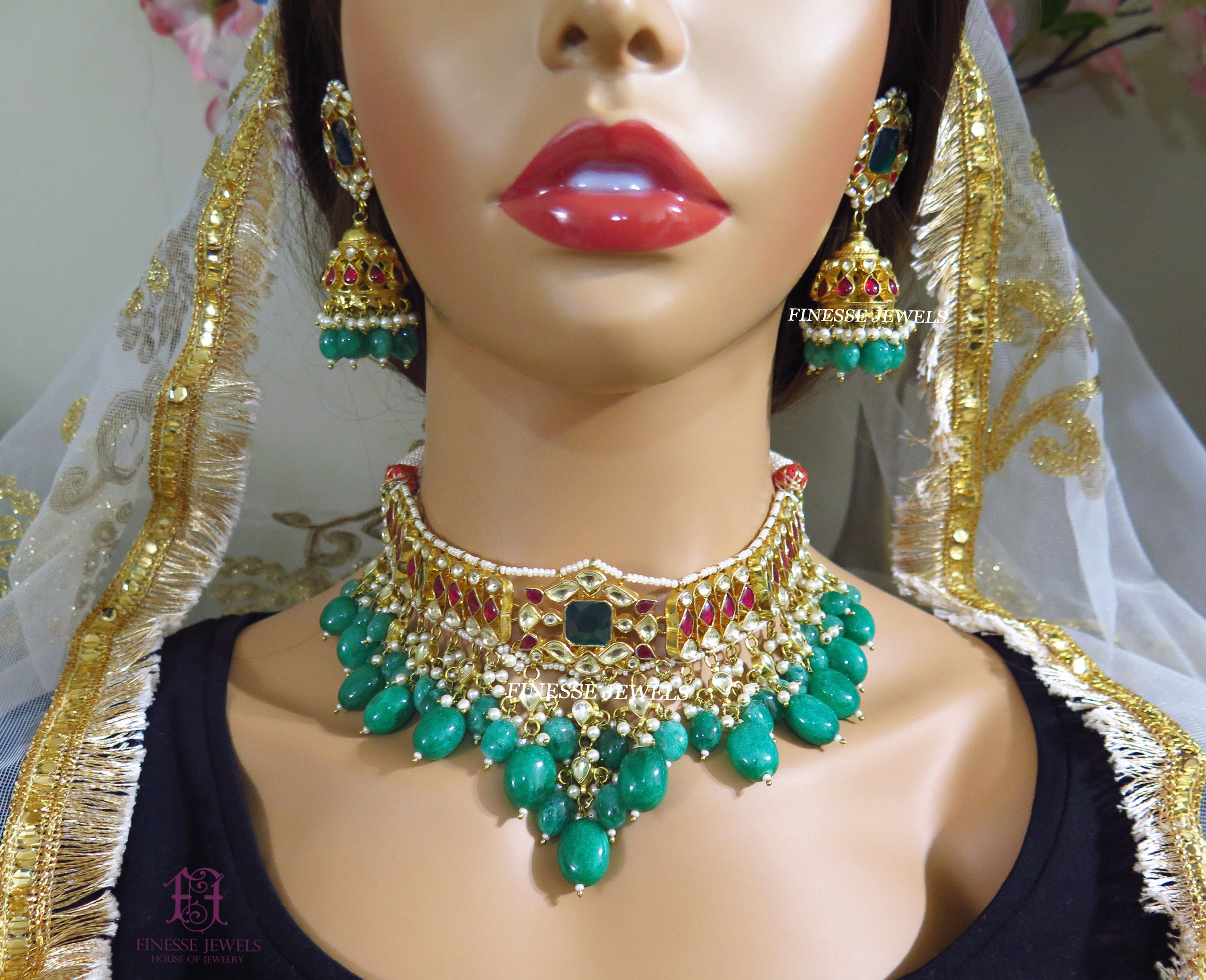 Indian Jewelry Gold Kundan Choker 