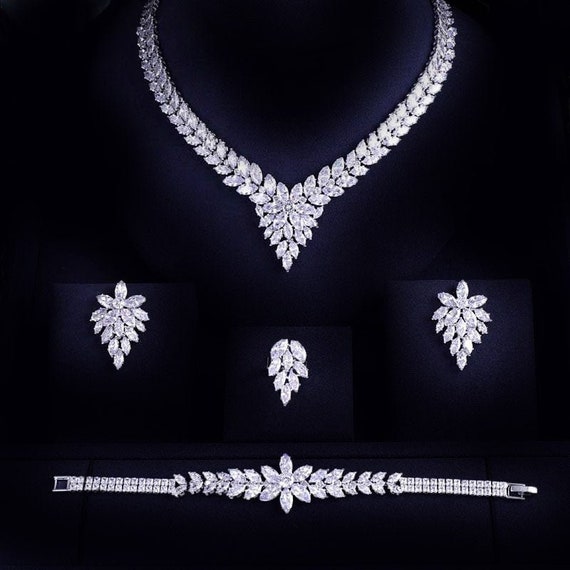 CZ Swarovski Necklace CZ Jewelry Indian 