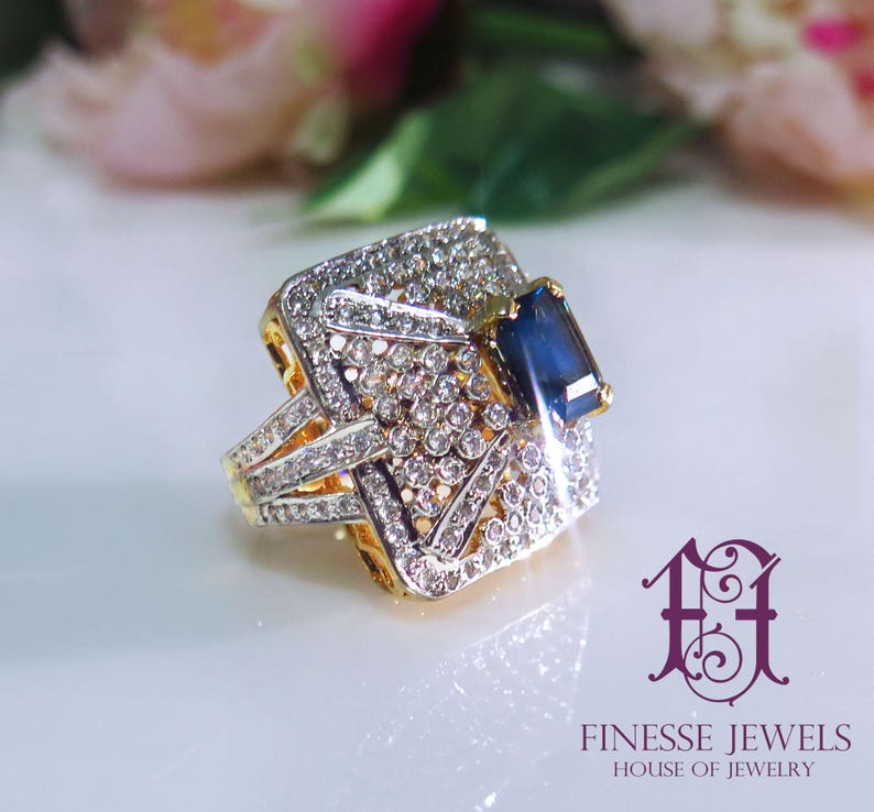 Blue Sapphire Neelam Ring Fine Jewelry Rings925 Sterling - Etsy