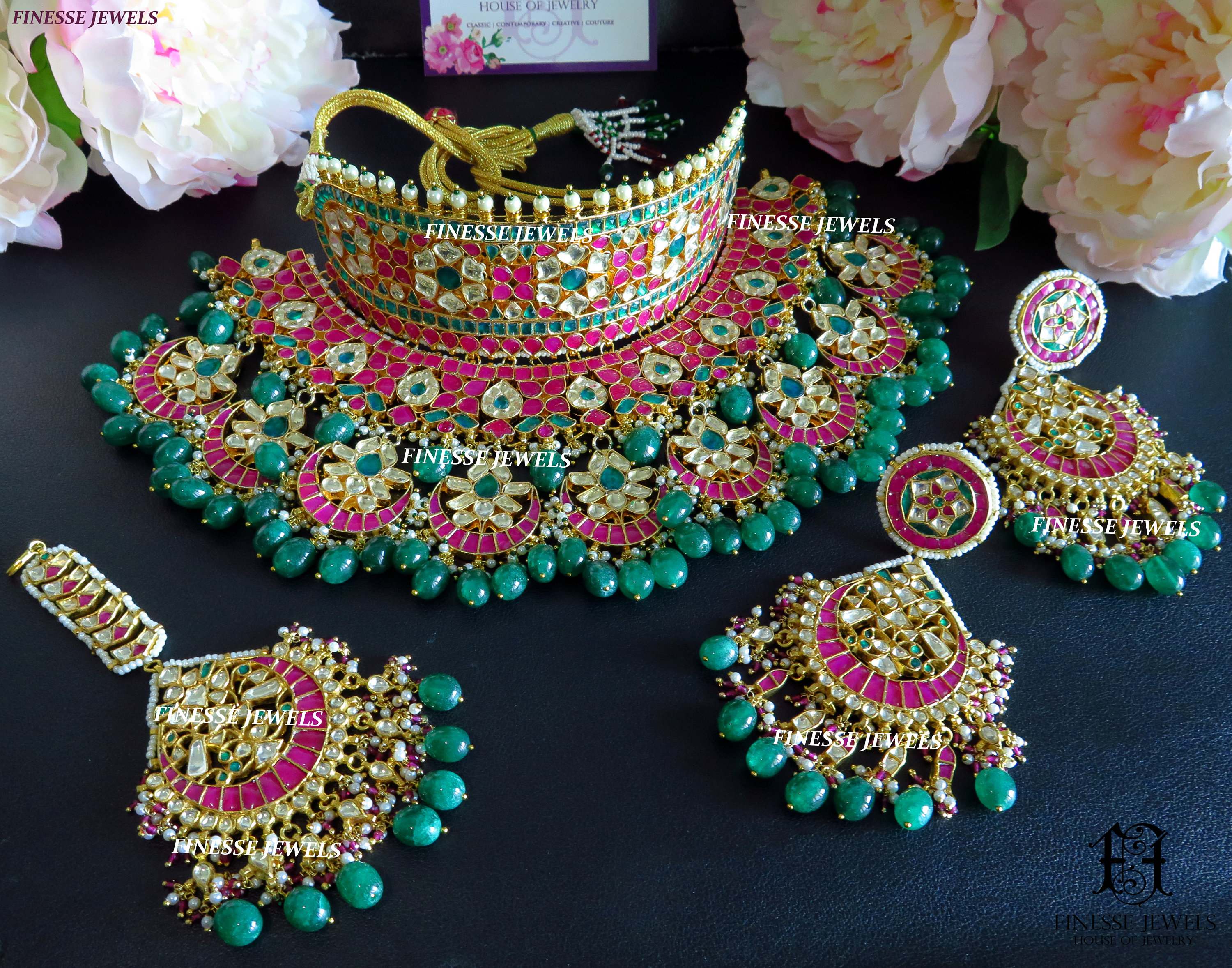 Set punjabi / Set da sposa Kundan ispirato a Sabyasachi placcato oro di alta qualità con Maangtikka Nozze Gioielli Parure di gioielli Set da sposa indiano Set da sposa color pastello 