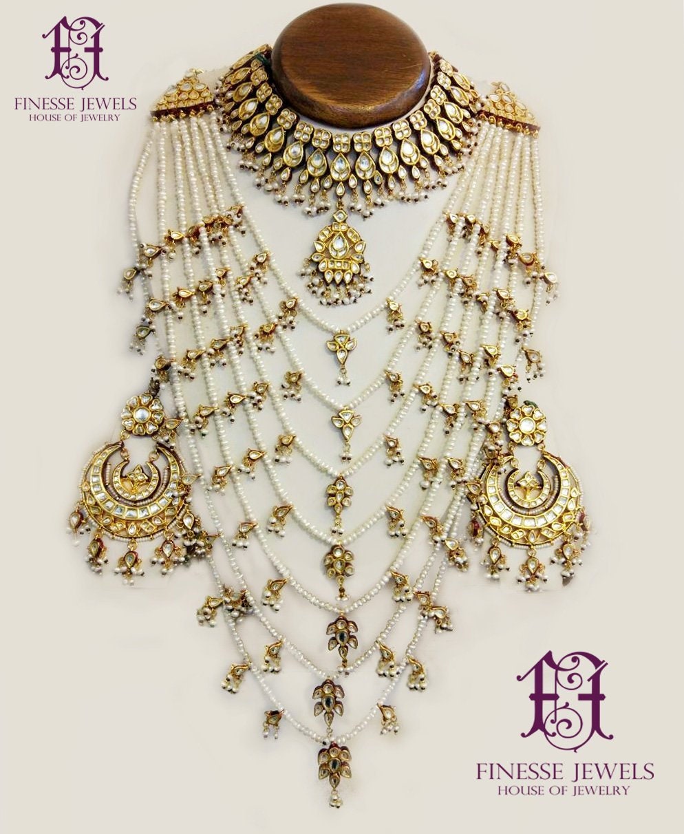 Silver Polki Necklace Kundan Hyderabadi 