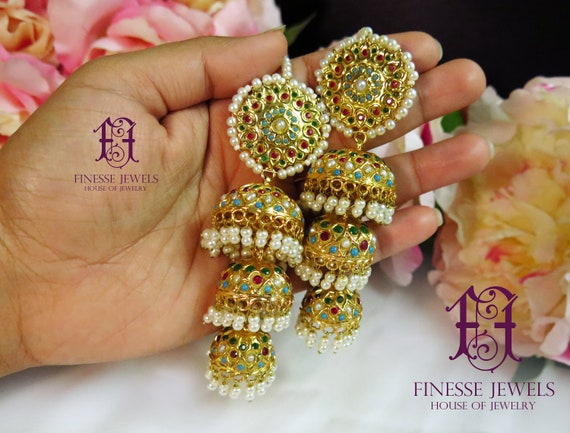 navratna jhumka designs