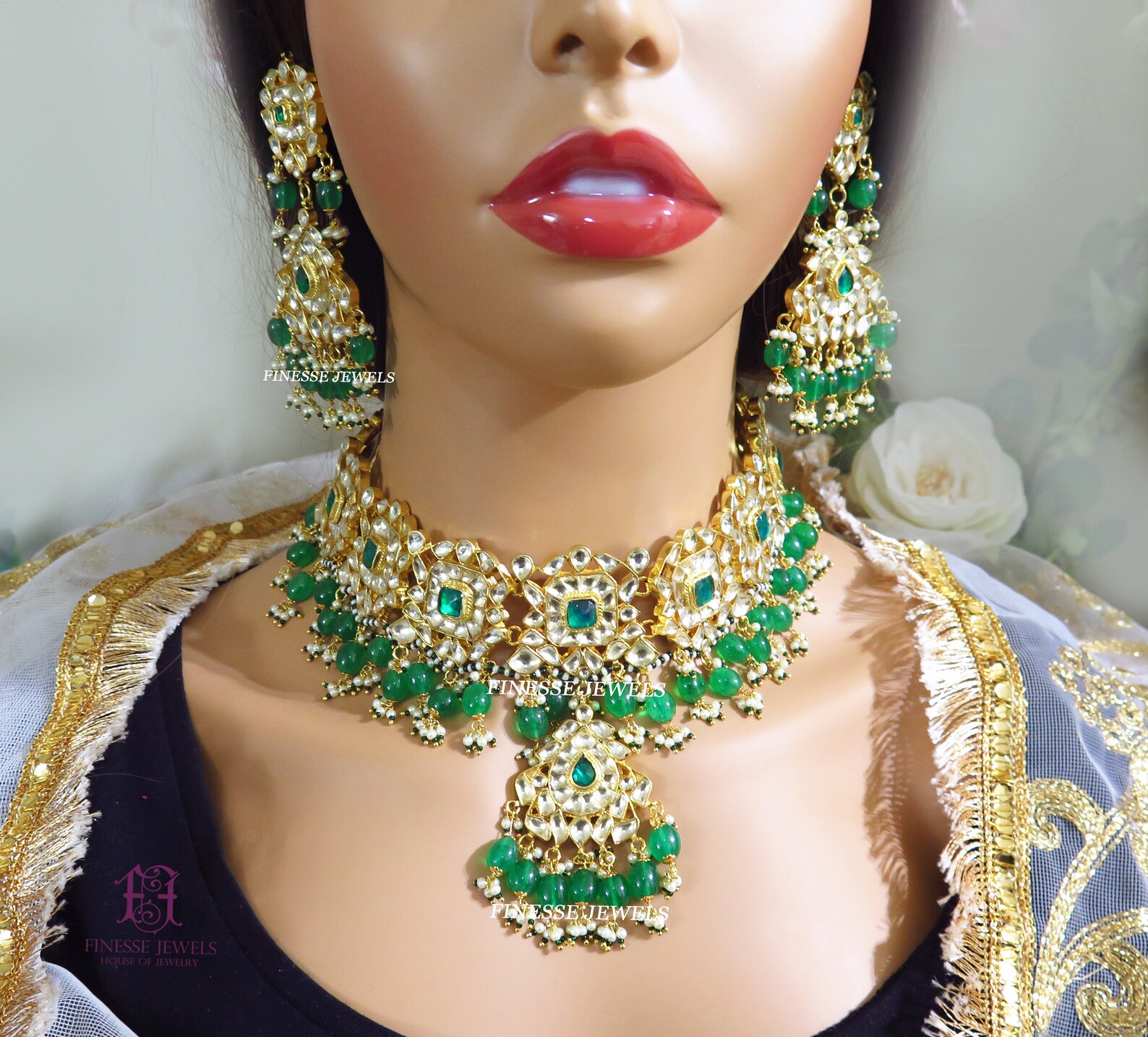 Indian Choker Necklace Set Kundan Jewelry Set Sabyasachi Etsy