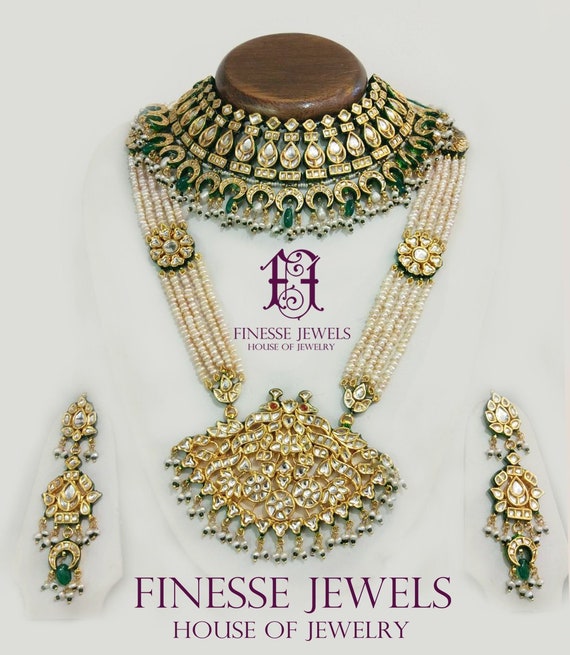 5170 Ruby MUCH-MORE Traditional Indian Style Unique Polki Indian Necklace Earrings Bridal Set Jewelry