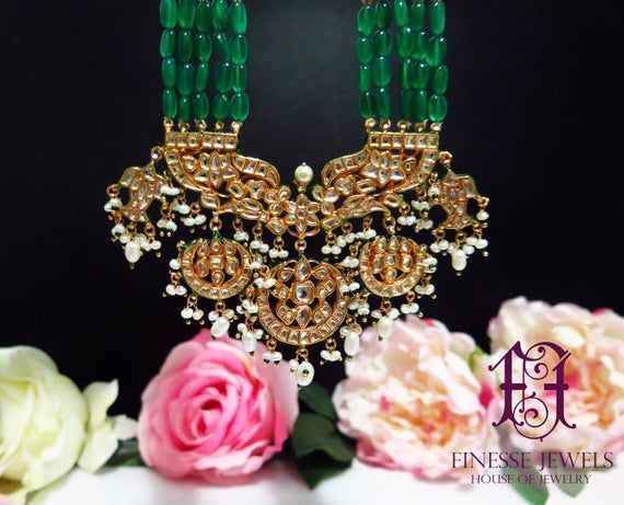 Silver Polki Rani Haar Necklace Set 