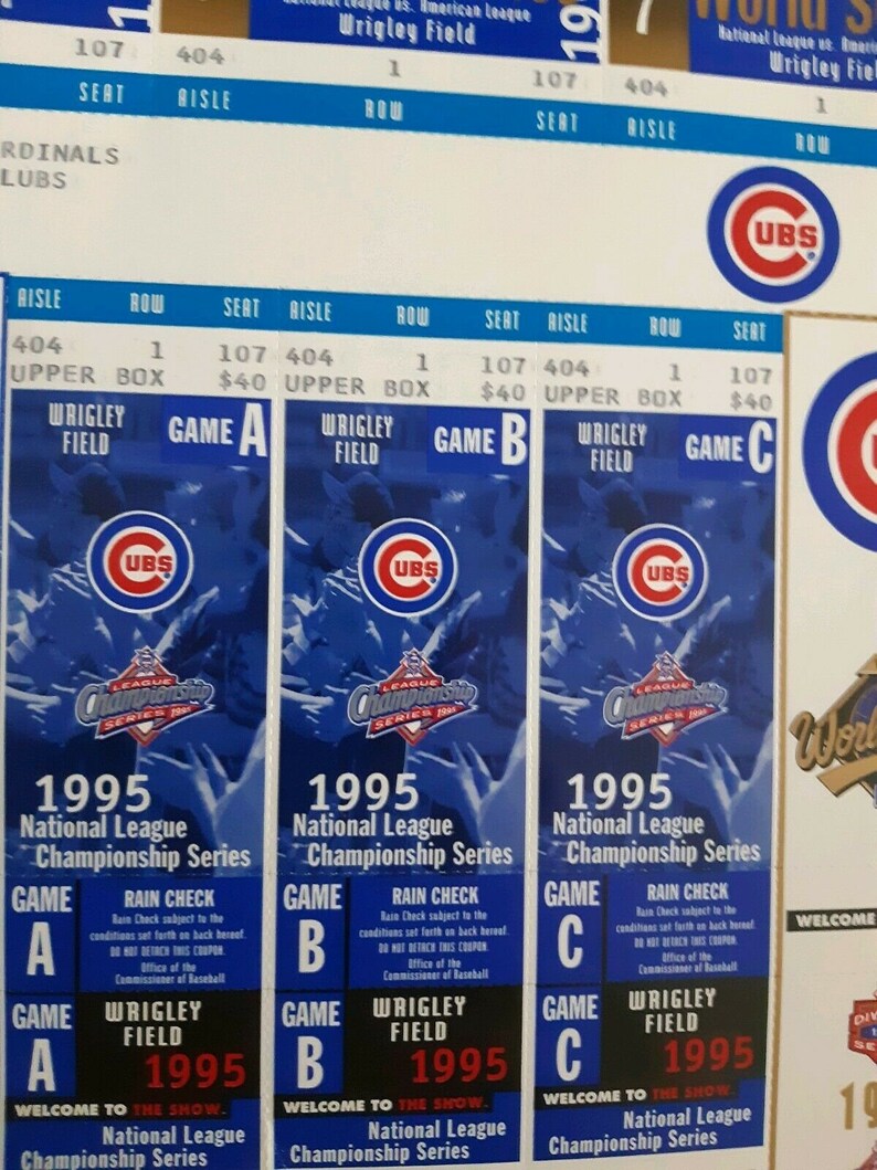Vintage Chicago Cubs Phantom Tickets 1995 National League Etsy