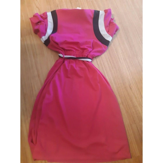 Vintage Doo-Dads Dress Pink and Black Belted Puff… - image 4
